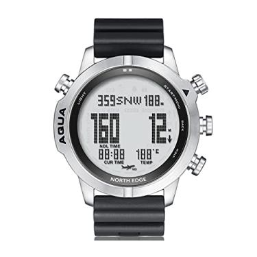 Imagem de NORTH EDGE Relógio de computador de mergulho profissional Aqua para homens, mergulho, NDL, 50 m, relógio de mergulho com bússola, altímetro, barômetro, pedômetro, 100 m, à prova d'água,