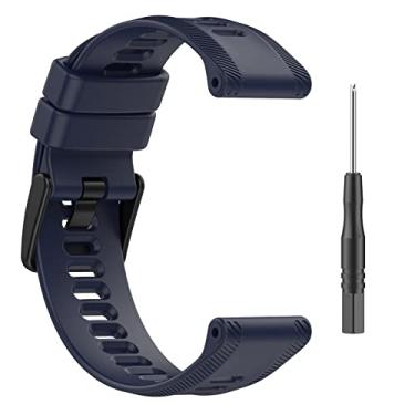 Imagem de Pulseiras de silicone macio para relógio Garmin Forerunner 955 Descent G1 22,4 mm, Azul escuro