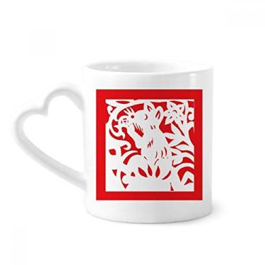Imagem de Caneca do zodíaco da China com corte de papel Rato animal caneca café cerâmica copo de coração de vidro
