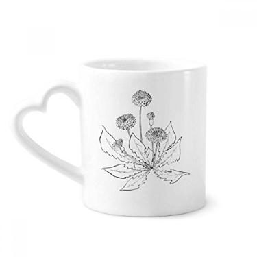 Imagem de Dente-de-leão florescendo preto branco flores caneca café cerâmica copo coração vidro
