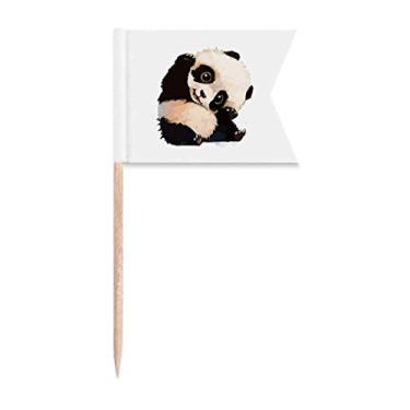 Imagem de China Panda Cubs Trottie Lindas bandeiras de palito de dente de bebê marcação para bolo de festa comida prato de queijo
