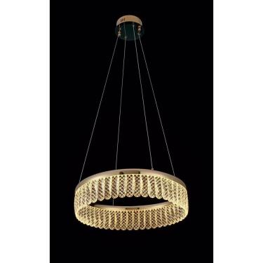 Imagem de Lustre Pendente Argola Bronze e Cristais K9 Transp D60cm