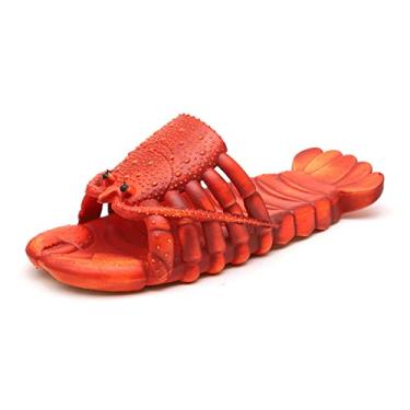 Imagem de Labayii Chinelos de lagosta: chinelos temáticos de animais unissex para festas na praia e uso casual, Vermelho, 11-12 Women/10-11 Men