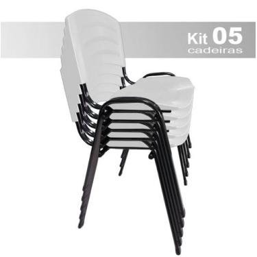 Imagem de Kit 5 Cadeiras Iso Plástica Fixa Cadeira Empilhavel Para Escritório Es