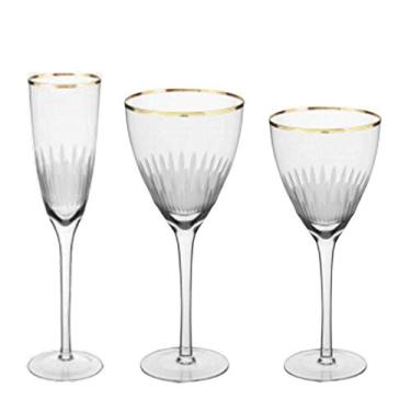 Imagem de Jogo 18un Taças Vidro Cristalino com Filete Dourado Home Co Ballet