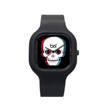 Imagem de Relogio Be Watch Oficial Caveira 3D Pulseira de Silicone Preta