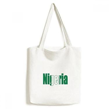 Imagem de Bolsa de lona com nome da bandeira da Nigéria, bolsa de compras casual
