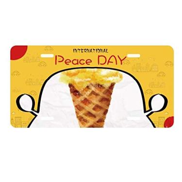 Imagem de DIYthinker Placa de licença amarela em aquarela doce sorvete etiqueta decoração de carro dia da paz