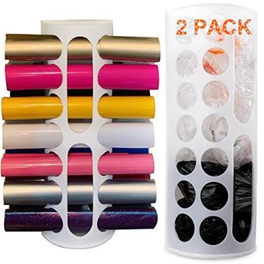 Imagem de Bolsa de parede Lunies com grande capacidade de suporte de plástico para bolsa de vinil – vários orifícios grandes para fácil acesso, ótimos para sacos de compras/sacos de mercado/armazenamento de vinil, White 2 Pack