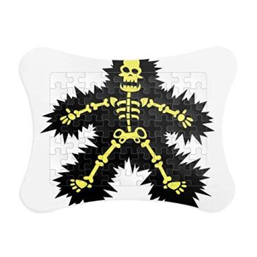 Imagem de Moldura de quebra-cabeça de desenho de esqueleto eletroluminescente para decoração de imagem