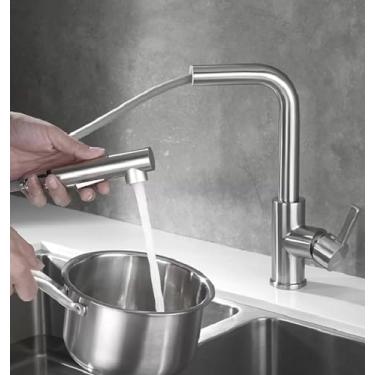 Imagem de Torneira Cozinha Gourmet Extensível Misturador Monocomando Bancada Aço Inox
