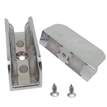 Imagem de Bloco anticolisão para porta de chuveiro, conjunto de guia inferior de móveis, para porta deslizante de vidro, bloco anticolisão, com parafusos (prata)