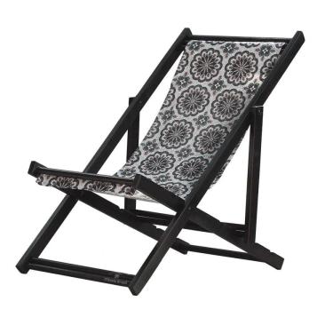 Imagem de Espreguiçadeira Preguiçosa Dobrável sem Braço Black Tecido Mandala Mandala