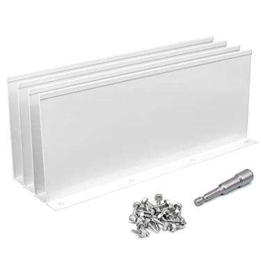 Imagem de Powrocket Pacote com 4 protetores de respingos de alumínio para calha Valley, evita que a água ultrapasse a calha, para vale, canto ou reto, 25 cm cada peça, branco