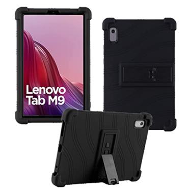 Imagem de HminSen Capa para Lenovo Tab M9 22.9 cm (TB-310FU, lançado em 2023), capa ajustável de silicone macio para crianças para tablet Lenovo Tab M9 (preto)