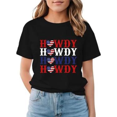 Imagem de Camiseta Howdy feminina Southern Western Cowgirl Country Music Rodeo Boots Concert Top, 4 de julho, M