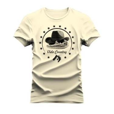 Imagem de Camiseta Plus Size Estampada Unissex Algodão Confortável Vida Country Chapéu-Unissex