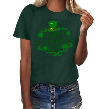 Imagem de Camiseta feminina do Dia de São Patrício com ajuste solto Shamrock Irish Blusas macias para professores de trevo, 011-ag, P