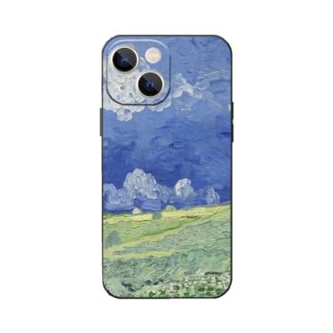 Imagem de WMCFNG Capa de telefone compatível com iPhone 13 Mini, Van Gogh paisagem campo de trigo sob céu nublado arte estética mulheres homens, capa protetora à prova de choque anti-queda 5,4 polegadas para