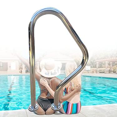 Imagem de Trilhos de piscina de 45 x 80 cm para piscina enterrada, corrimão de piscina de aço inoxidável 304, corrimão de segurança de piscina à prova de ferrugem, trilho de escada de piscina