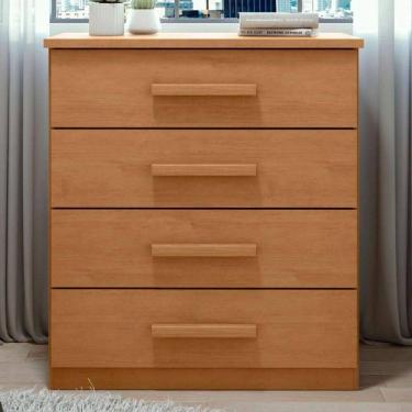 Imagem de Cômoda Baião Com 4 Gavetas Corrediças Telescópicas Lopas Amendoa Clean