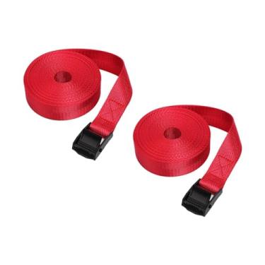 Imagem de Ioensy Correias de amarração, 2 peças, cintas de fixação, fivela de cam, cintas de amarração, rack de teto de carro, cintos para rack de teto, prancha de, Vermelho