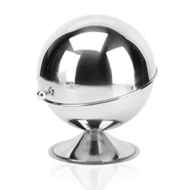 Imagem de Recipientes de café açucareiro com rolo açucareiro de aço inoxidável esférico pote de doces tempero recipiente de condimento saleiro organizador para dispensador de doces de cozinha