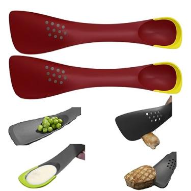 Imagem de BeyondNice - Ferramenta de cozinha 5 em 1, escorredor, pá, espátula, colher, corte, nylon + TPR, vermelho 2