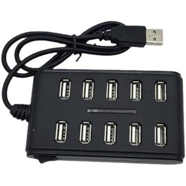 Imagem de Cabo de extensão adaptador divisor múltiplo USB 2.0 de alta velocidade com hub de 10 portas para dispositivos de interface PCB de laptop