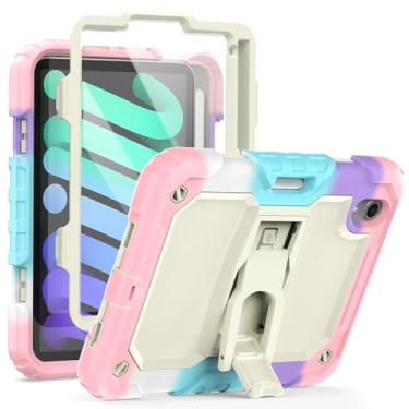 Imagem de Timecity Capa para iPad Mini 6ª geração 21.1 cm (2021) com protetor de tela e suporte dobrável, durável, resistente à prova de choque, capa protetora para iPad Mini 6ª geração para crianças estudantes