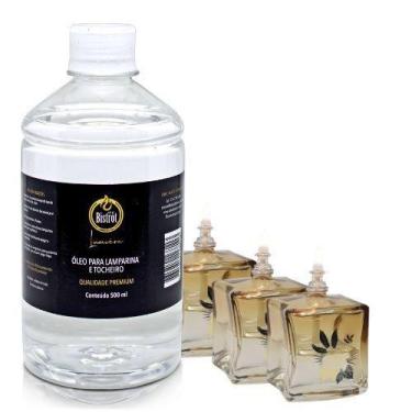 Imagem de Kit 3 Lamparina Decorativa 4 Estações + 500 ml  Fluido Puro - Velas Bi