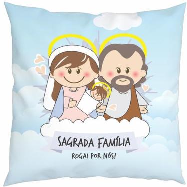 Imagem de Almofada Com Enchimento Oração Santinhos Família Sagrada - Core Decore