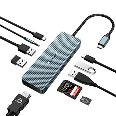 Imagem de OBERSTER Estação de ancoragem USB C HUB 10 em 1, monitor duplo 4K HDMI, PD 100W, 2 USB 3.0, 2 USB 2.0, USB C, áudio, SD/TF, compatível com MacBook Pro/Air, Surface Pro/Go e dispositivos tipo C