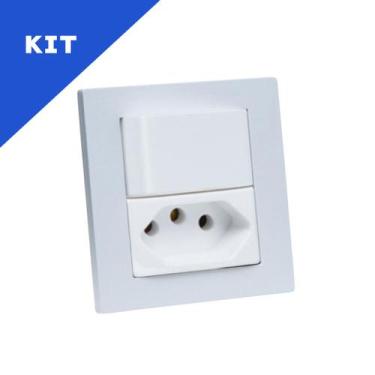Imagem de Kit Espelhos de Tomadas Duplo Reto 1 Tom 10A 1 Interruptor - CONNECT C