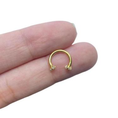 Imagem de Piercing Ferradura Ponto De Luz Zircônia Aço Cirúrgico 316l - RaraStee