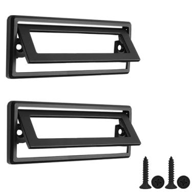 Imagem de Puxador de porta embutido moderno, 2 peças, quadrado, embutido, para armário e gaveta, puxador oculto de móveis de liga de zinco com 4 parafusos para armário, 11,4 x 4,3 cm (preto)