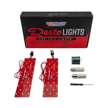 Imagem de LEDGlow Kit de luzes traseiras de LED vermelho RestoLights compatível com Chevy C10-10 modos sequenciais 1967-1972 - Inclui 2 placas de lanterna traseira, 2 lâmpadas brancas reversas e pisca-pisca