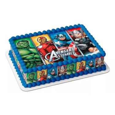 Imagem de Papel arroz e faixa para bolo vingadores super heróis - Catias Cakes