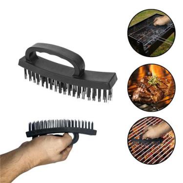 Imagem de Escova De Aço Cabo Anatômico P/ Limpar Grelha Churrasqueira Madeira 4 