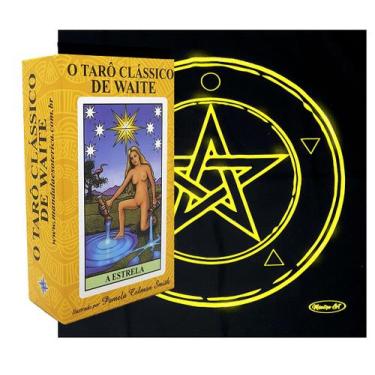 Imagem de Kit Toalha Wicca Pentagrama Série Ouro e Taro Clássico Waite - Flash