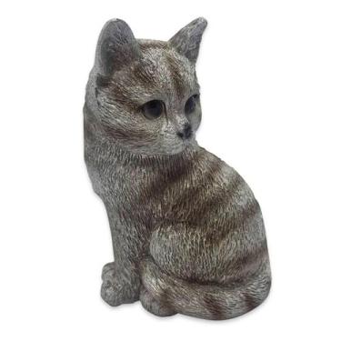 Imagem de Enfeite de Resina Gatinho Cinza Decorativo Sala Jardim11 cm - Youbai