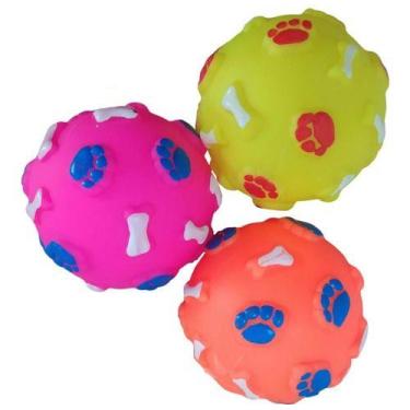 Imagem de Kit 3 Bola Bolinha Brinquedo Pet Com Apito para Cães Cachorros Pequeno