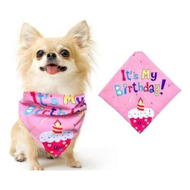 Imagem de Bandana Festa Aniversário Pet Cachorro Cães E Gatos Birthday Cachorros