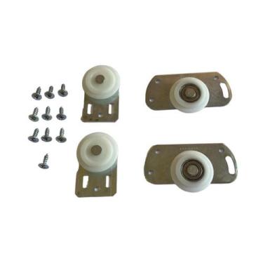 Imagem de Kit Roldana e Guia P/ Porta de Correr Guarda Roupa Mdf 4 Und - RODINAT