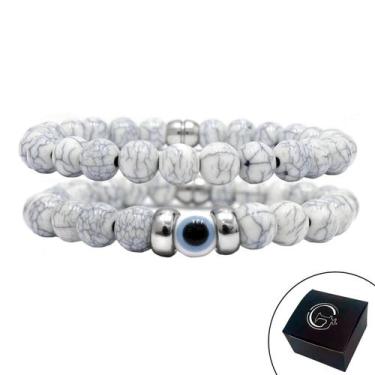 Imagem de Kit C/02 Pulseiras de Bolinha Olho Grego Branco - GRANADO ACESSÓRIOS, 