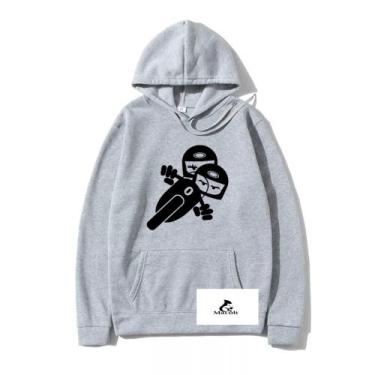 Imagem de Blusa de Frio Motoqueiro Casal Grau Moletom Capuz e Bolso Unissex - Ma