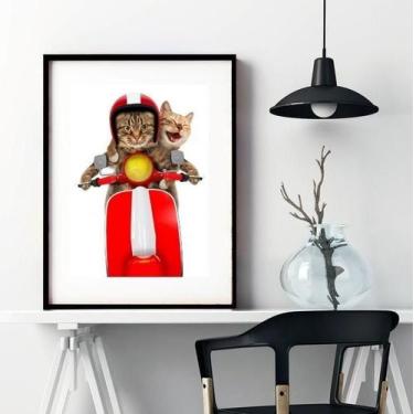 Imagem de Quadro Gatinhos Na Lambreta - 60X48Cm - Quadros On-Line