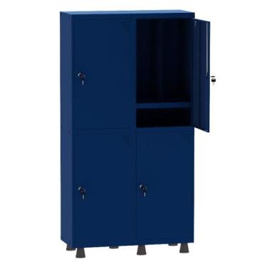 Imagem de Armário Guarda Volume Locker Roupeiro Insalubre 2 Vãos 04 Portas Com P