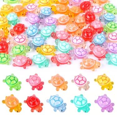 Imagem de 50 Pieces Luminous Mini Turtles Mini Resin Animals Tiny Turtles for Crafts Doll House Garden Micro Moss Landscape Home Decor, 10 Colors