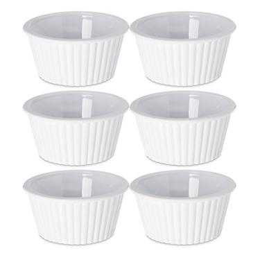 Imagem de Conjunto de Ramekins de Plástico Branco Flutuado Redondo Empilhável 113 g – Perfeito para Qualquer Cozinha para Preparação de Comida ou Pratos de Serviço! - Marca Black Duck!, Branco, 6